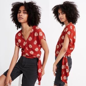 Madewell Red Floral Tie-Side Bodysuit